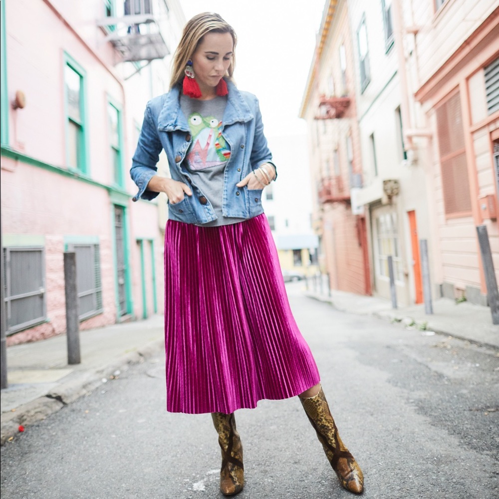 Zara TRF collection velvet skirt